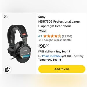 Sony MDR7506 Professional Large Diaphragm Headphone